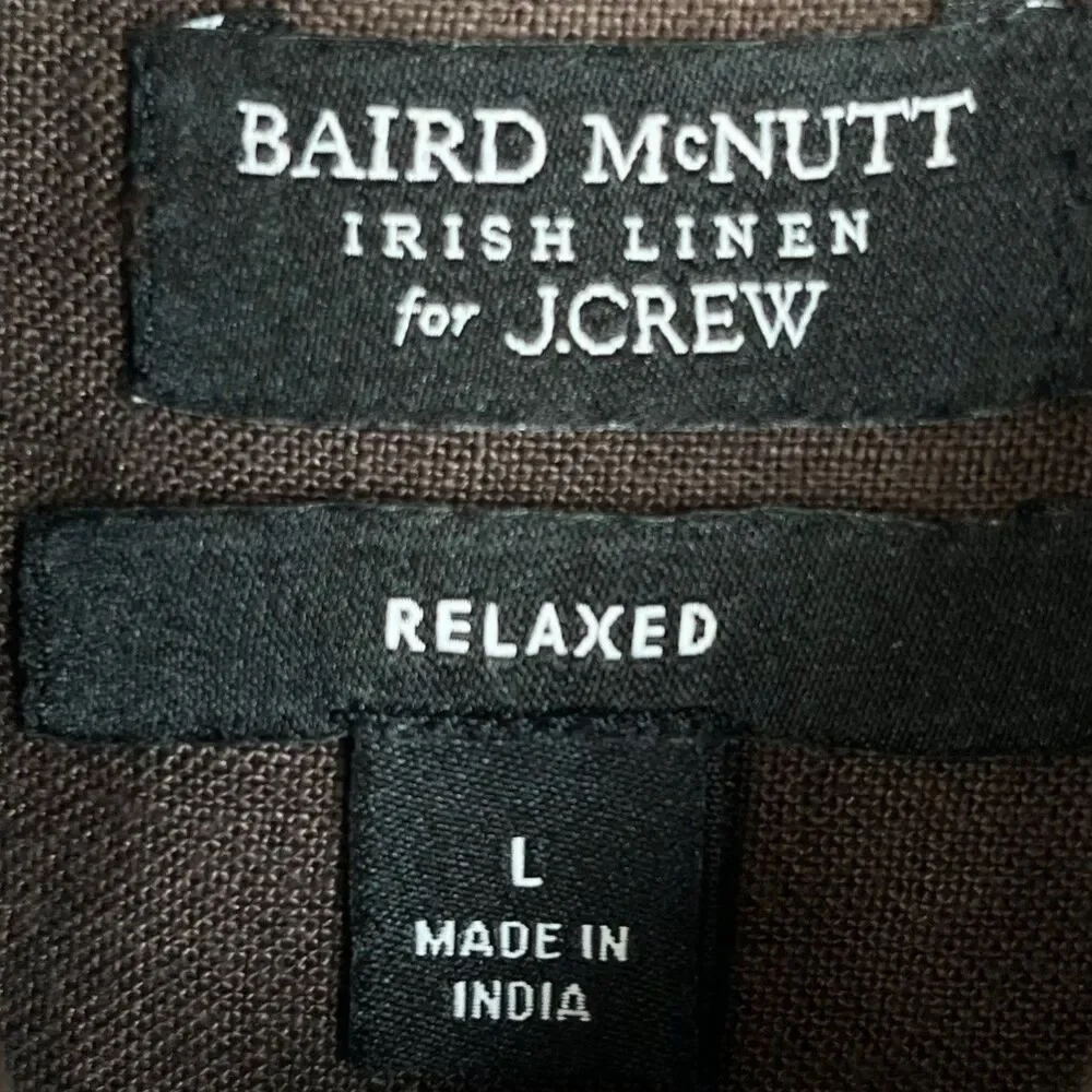 J Crew Women's Size L Baird McNutt Irish Linen Chocolate Brown Capitaine Shirt